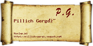 Pillich Gergő névjegykártya